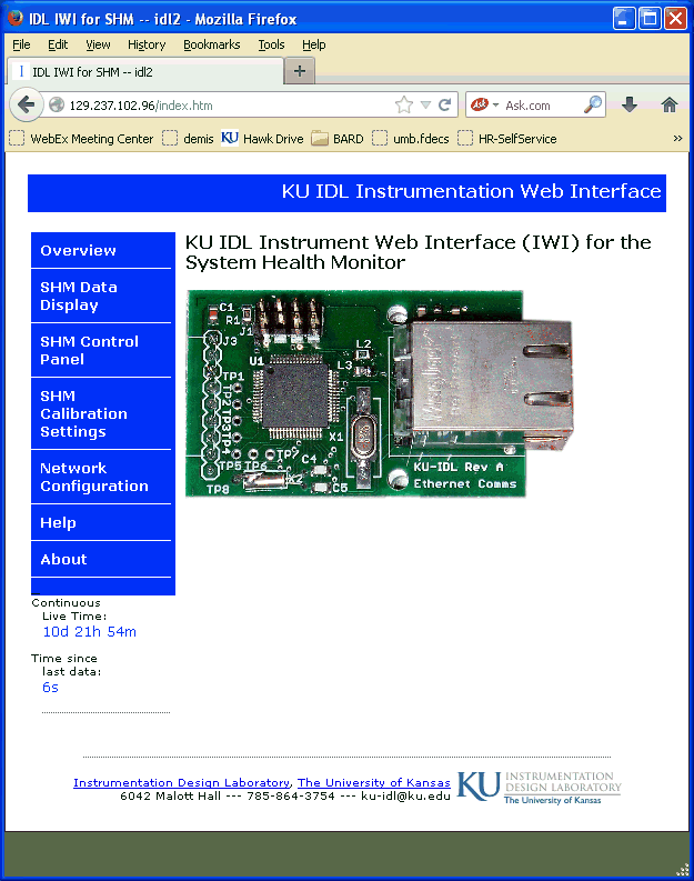 Instrument Web Interface sample group of screens